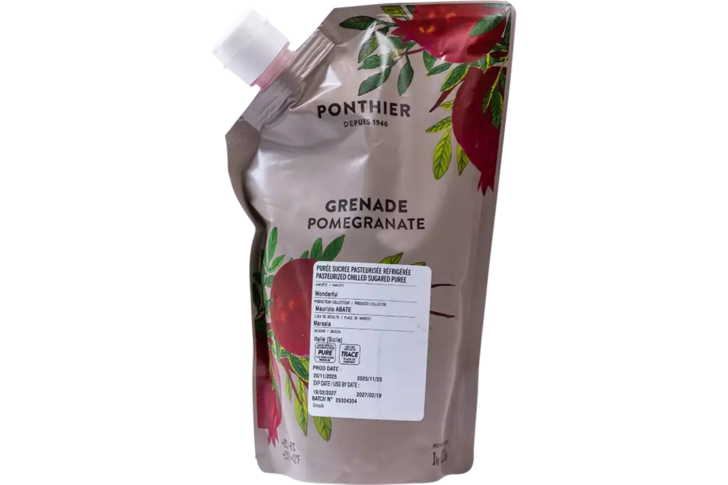 Fruitpuree granaatappel 1kg stuk 1